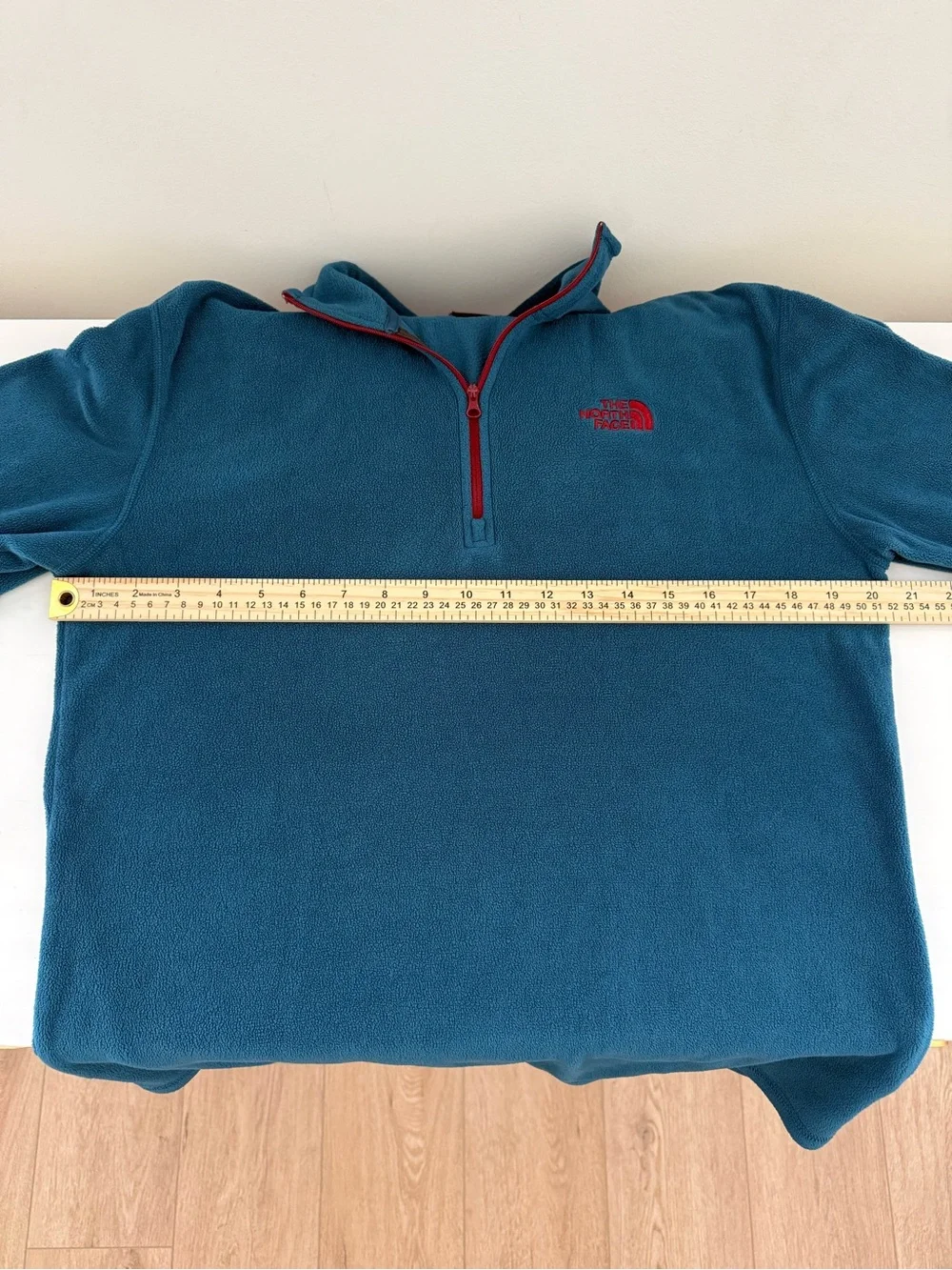 The North Face Men’s Small Blue Quarter Zip Fleece Burgundy Red Logo